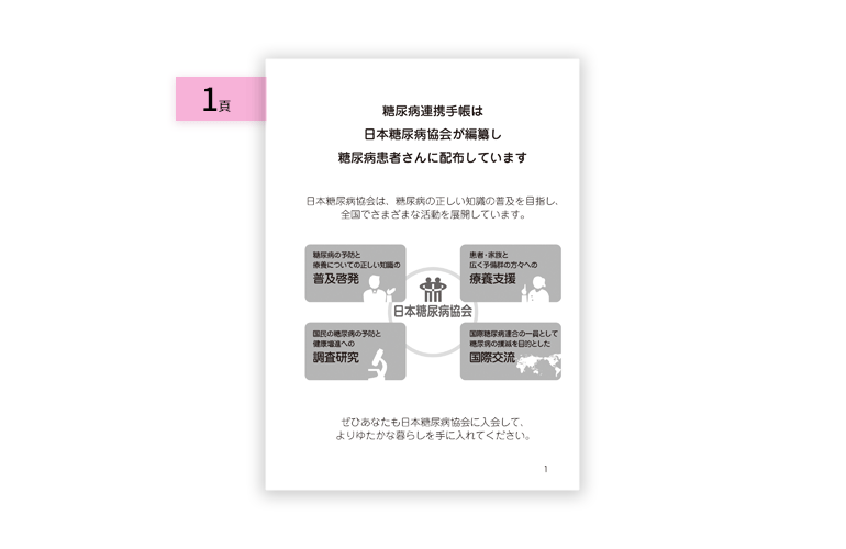 糖尿病連携手帳1ページ目（日本糖尿病協会）
